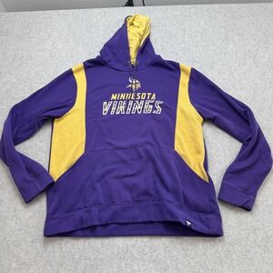 Minnesota Vikings Hoodie Sweatshirt Mens XL Purple NFL Fanatics *TINY HOLE*
